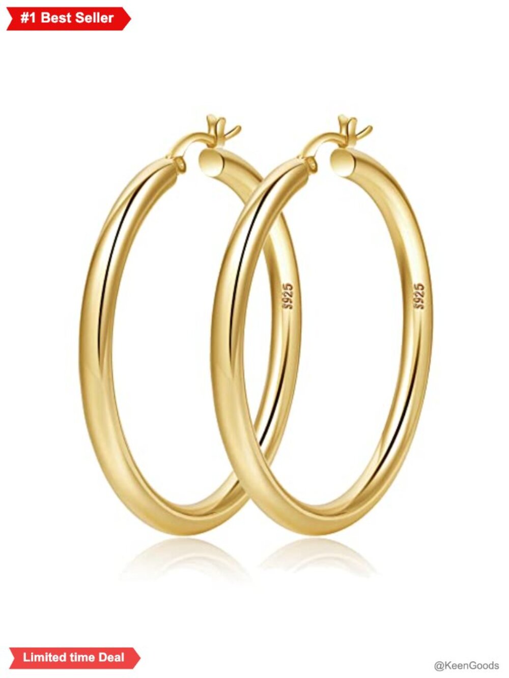 4mm Thick Gold Chunky Hoop Earrings Sterling Silver Post Hypoallergenic